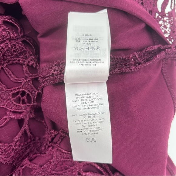 NWT Lauren Ralph Lauren Red Floral Lace Sleeveless Evening Dress Size 6 - Picture 10 of 11